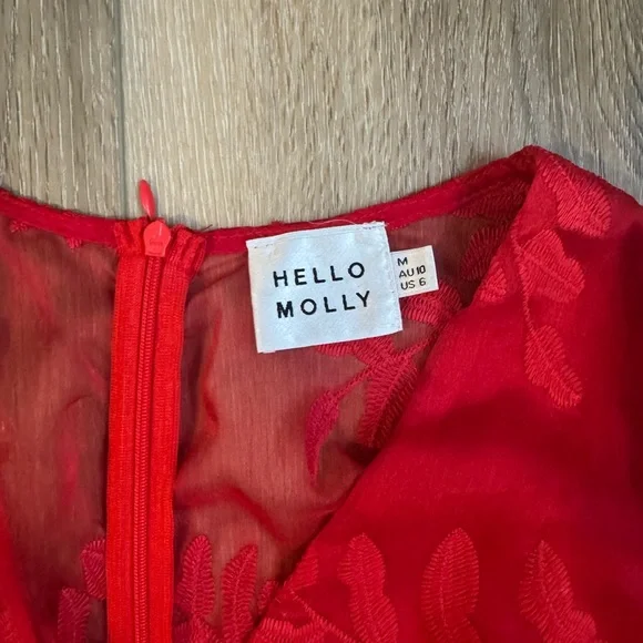 Hello Molly Vibrant Red Long Sleeve Dress - Picture 7 of 9